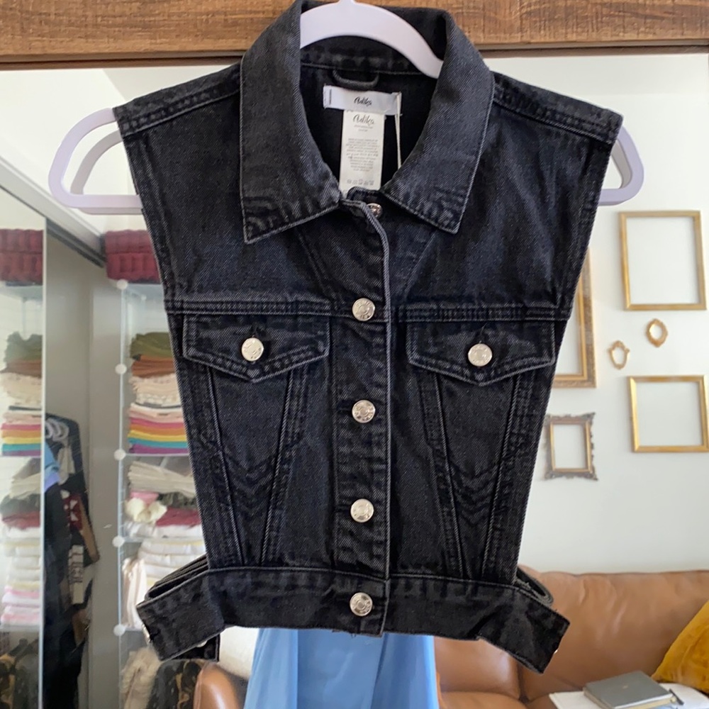 Adika Jean Cropped Black Jean Vest